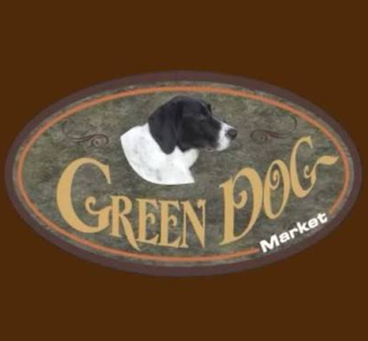 Green Dog Market sign in downtown West Bend, WI, where Little Local Farm grab and go bouquets are sold